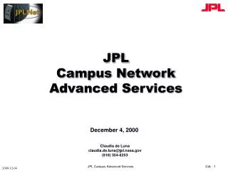 JPL Campus Network Advanced Services