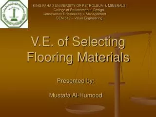 V.E. of Selecting Flooring Materials