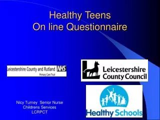 Healthy Teens On line Questionnaire
