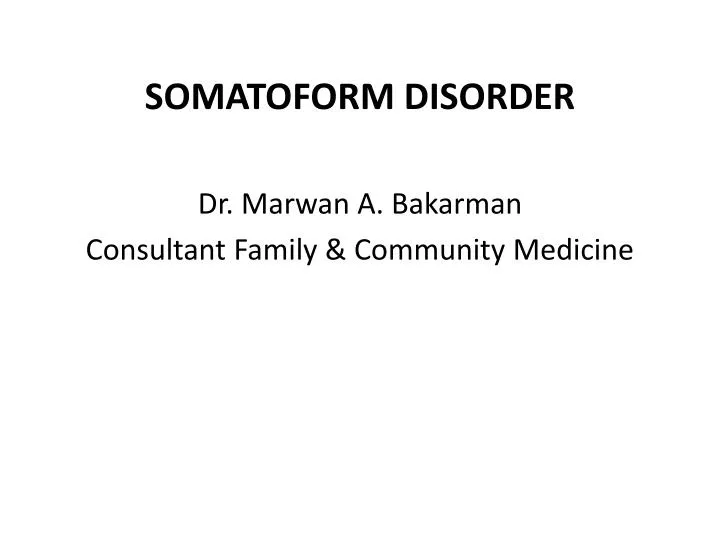 somatoform disorder