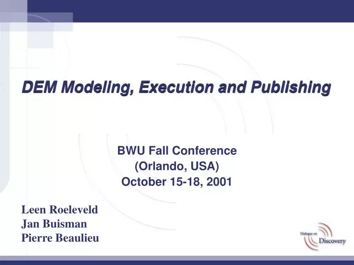 dem modeling execution and publishing