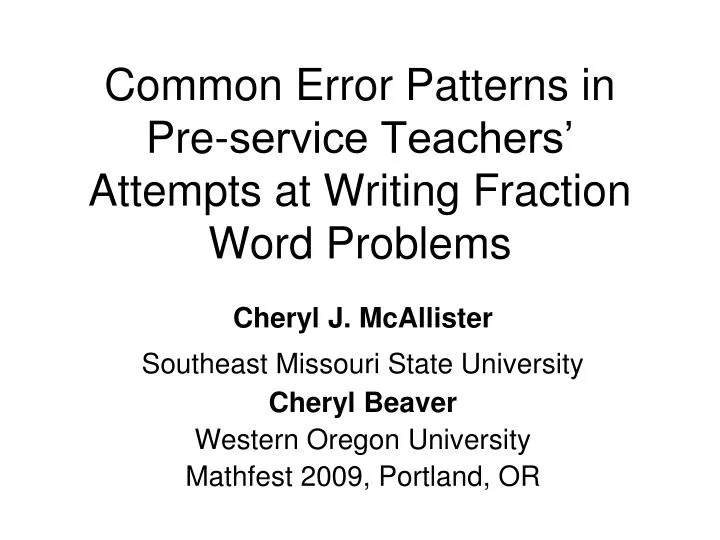 common error patterns in pre service teachers attempts at writing fraction word problems