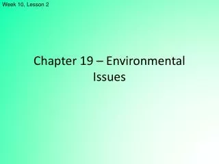 Chapter 19 – Environmental Issues