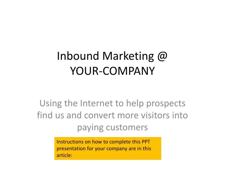 inbound marketing @ your company