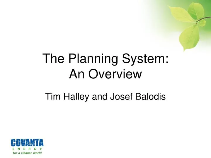 the planning system an overview
