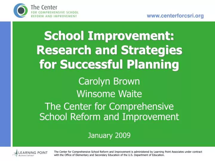 school improvement research and strategies for successful planning