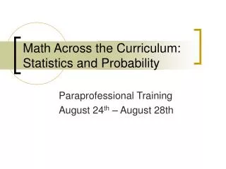 Math Across the Curriculum: Statistics and Probability
