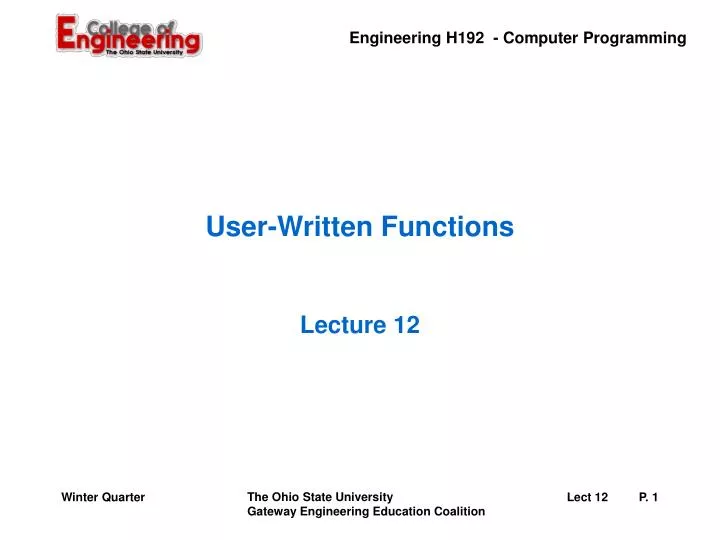 user written functions