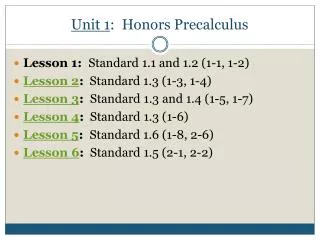 Unit 1 : Honors Precalculus