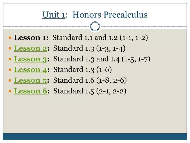 unit 1 honors precalculus