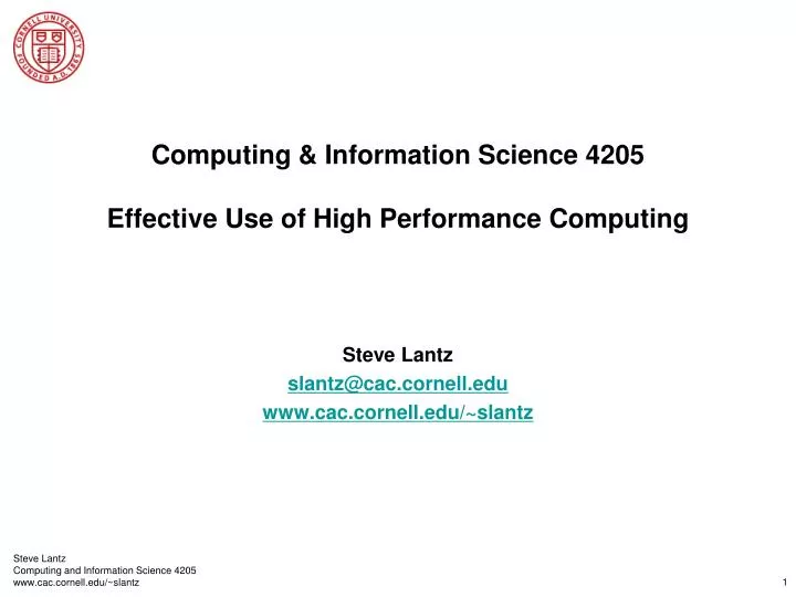 computing information science 4205 effective use of high performance computing