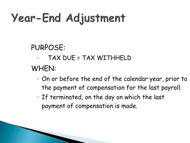 year end adjustment