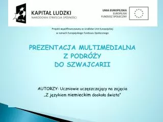 Projekt współfinansowany ze środków Unii Europejskiej w ramach Europejskiego Funduszu Społecznego PREZENTACJA MULTIMEDI