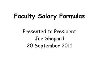Faculty Salary Formulas