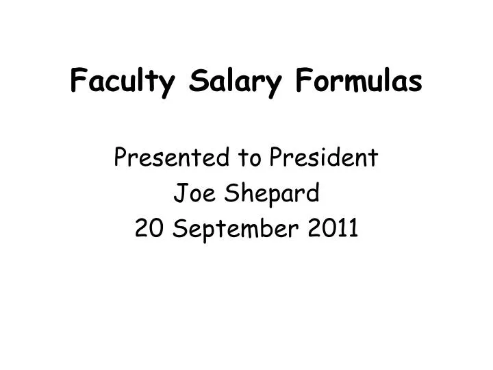 faculty salary formulas