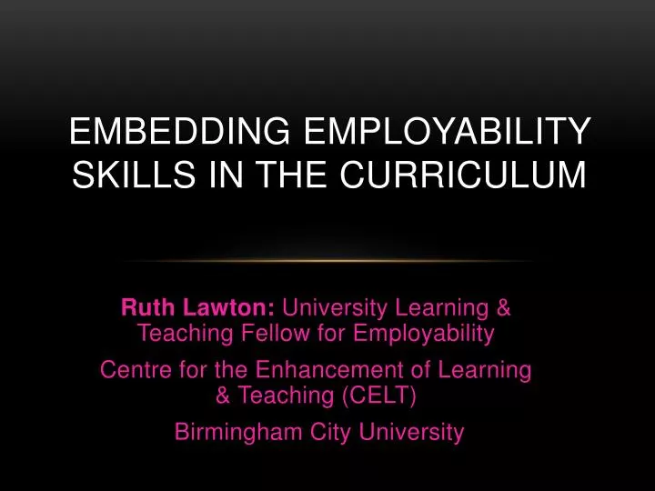 embedding employability skills in the curriculum