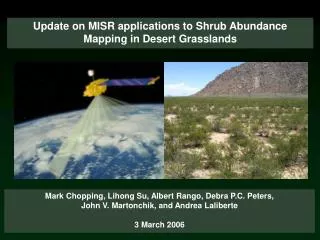 Update on MISR applications to Shrub Abundance Mapping in Desert Grasslands