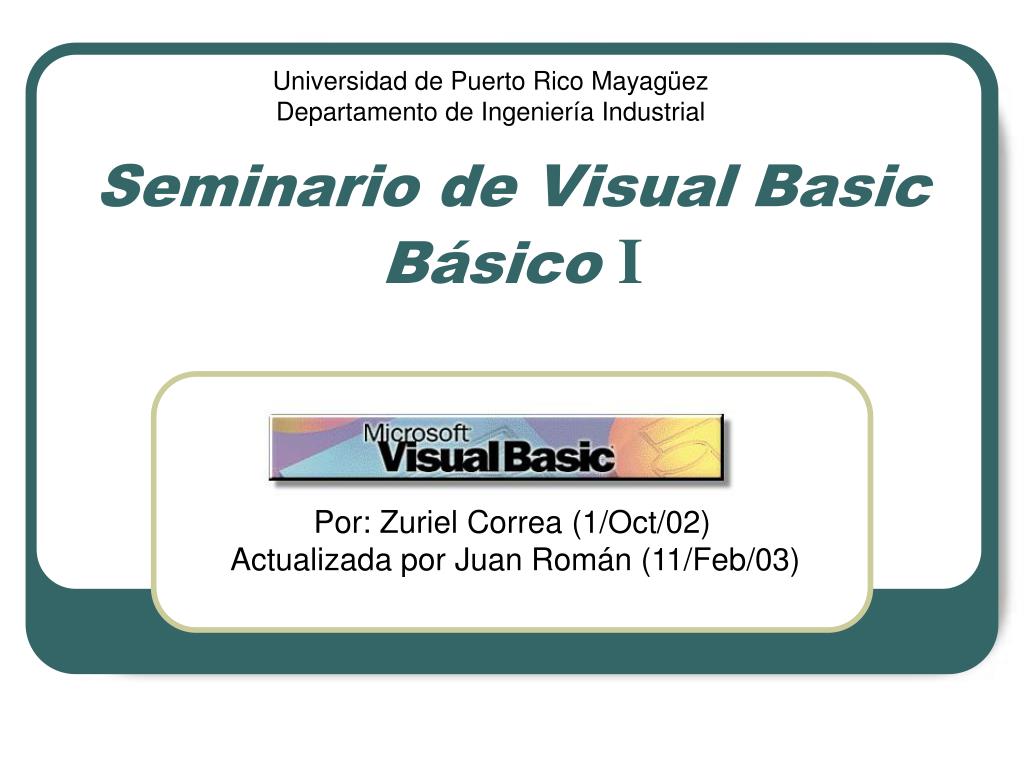 PPT - Intro to Visual Basic: Basics and Programming Concepts PowerPoint ...