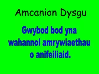 Amcanion Dysgu