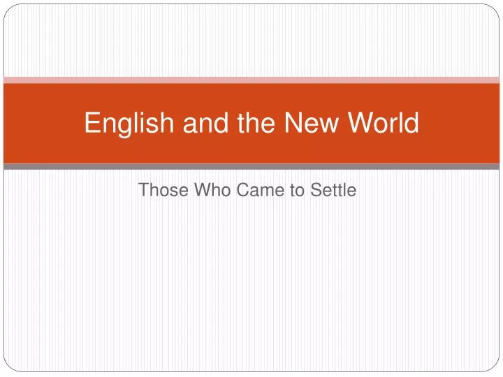 english and the new world