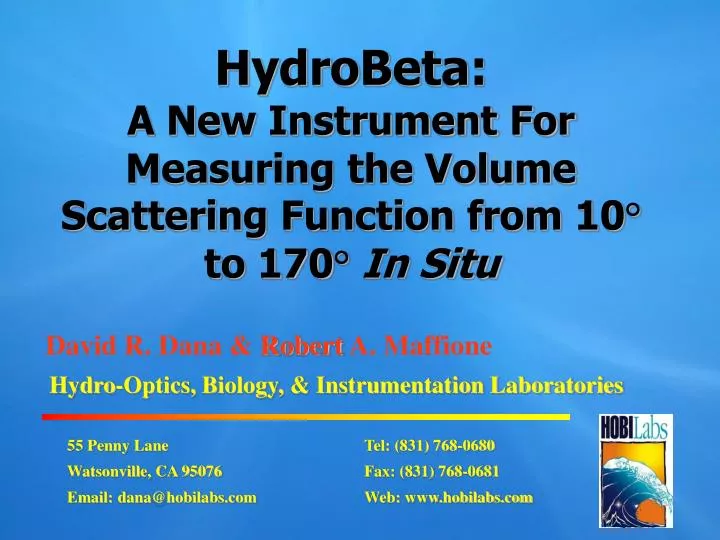 hydrobeta a new instrument for measuring the volume scattering function from 10 to 170 in situ