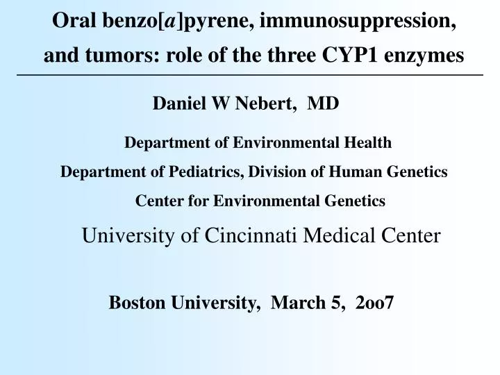 oral benzo a pyrene immunosuppression and tumors role of the three cyp1 enzymes