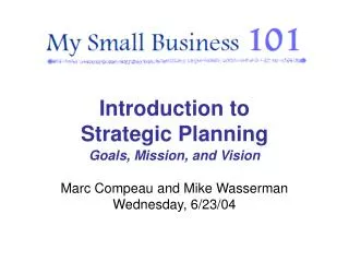 introduction to strategic planning