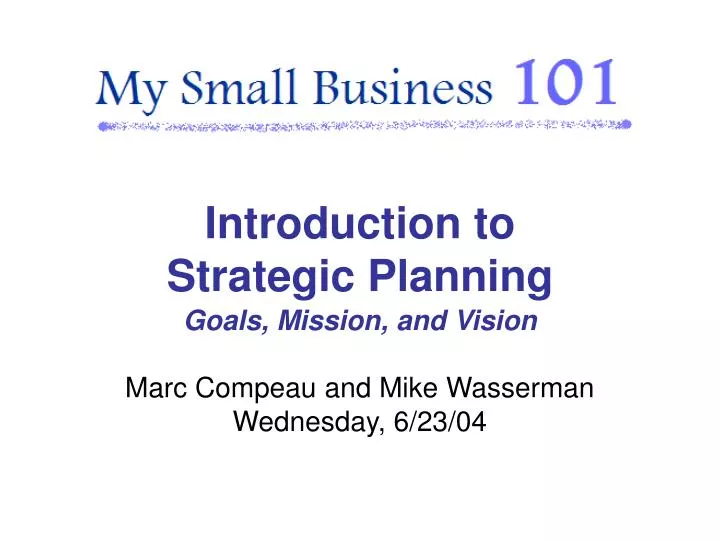 introduction to strategic planning