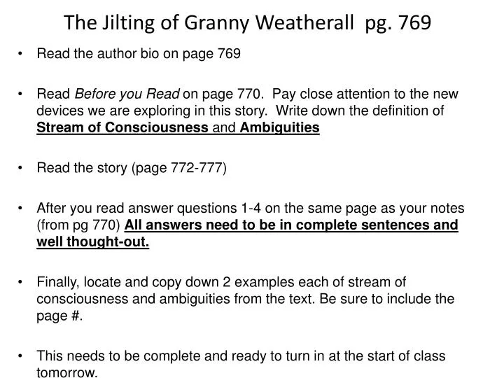 the jilting of granny weatherall pg 769