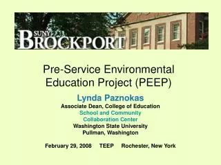 Pre-Service Environmental Education Project (PEEP)