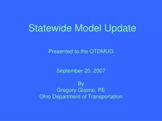 Statewide Model Update