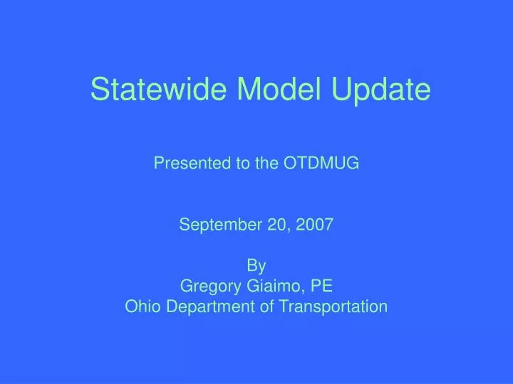 statewide model update