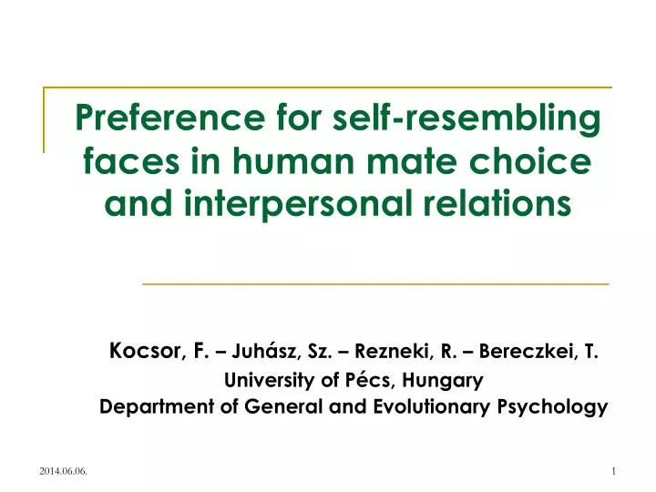 preference for self resembling faces in human mate choice and interpersonal relations
