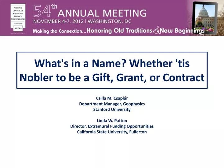 what s in a name whether tis nobler to be a gift grant or contract