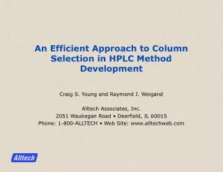 An Efficient Approach to Column Selection in HPLC Method Development