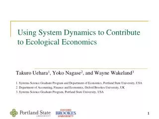 Using System Dynamics to Contribute to Ecological Economics