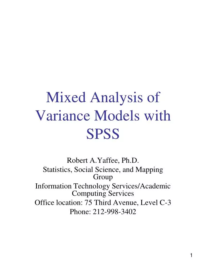 mixed analysis of variance models with spss