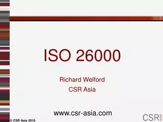 ISO 26000 Richard Welford CSR Asia