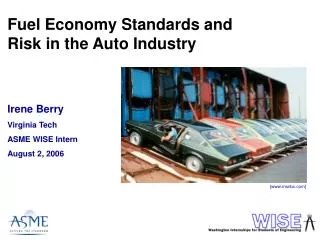 Fuel Economy Standards and Risk in the Auto Industry