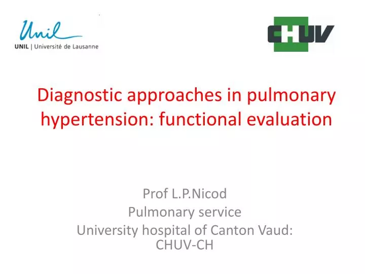 diagnostic approaches in pulmonary hypertension functional evaluation