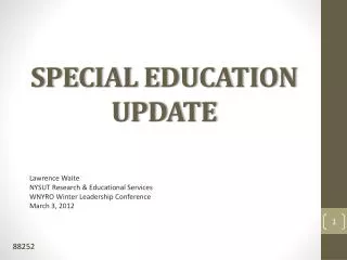 SPECIAL EDUCATION UPDATE