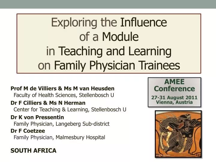 exploring the influence of a module in teaching and learning on family physician trainees