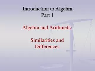 Introduction to Algebra Part 1