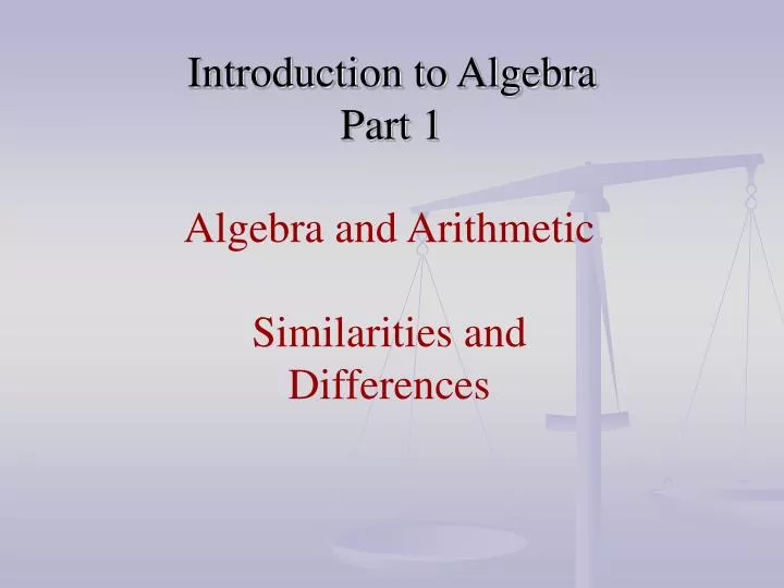 introduction to algebra part 1