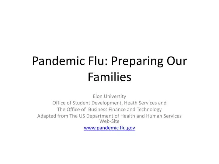 pandemic flu preparing our families
