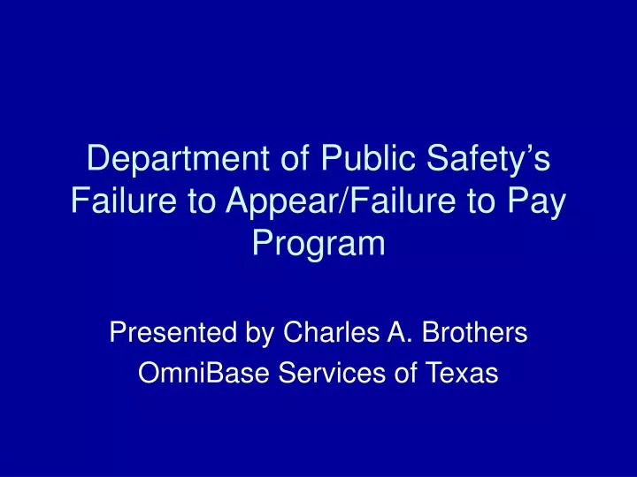 department of public safety s failure to appear failure to pay program