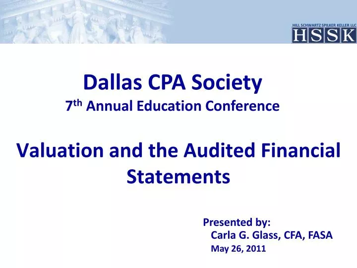 valuation and the audited financial statements