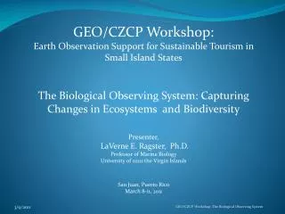 GEO/CZCP Workshop: Earth Observation Support for Sustainable Tourism in Small Island States