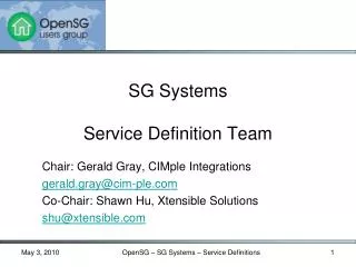 SG Systems Service Definition Team