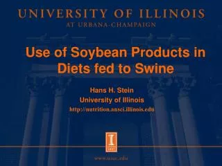 Use of Soybean Products in Diets fed to Swine